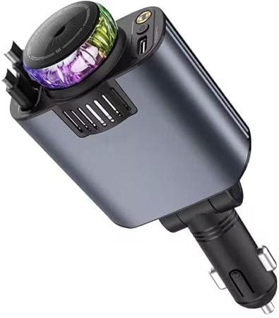 5 in 1 Retractable Car Charger with Starlight, Car Charger Adapter, 45 W Fast Charging Cars Phone Chargers, Car Air Freshener refillable, Compatible for All types of smartphones.