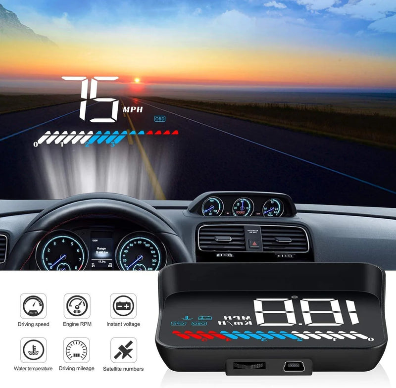 Car HUD Display – Speed & Navigation on Windshield | شاشة عرض أمامية للسيارة – عرض السرعة والملاحة بوضوح